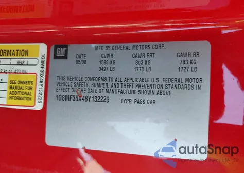 2008 Saturn Sky Red Line from USA, damaged, VIN 1G8MF35X48Y132225